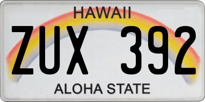 HI license plate ZUX392