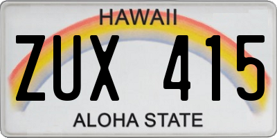 HI license plate ZUX415