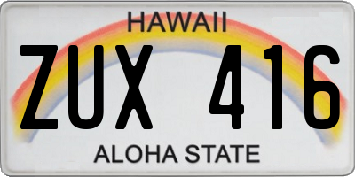 HI license plate ZUX416