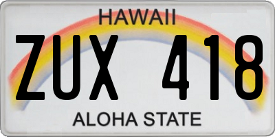 HI license plate ZUX418