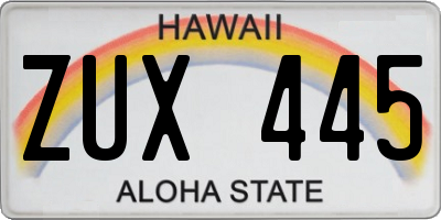 HI license plate ZUX445