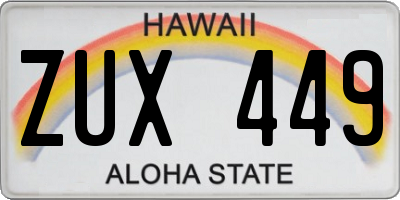 HI license plate ZUX449