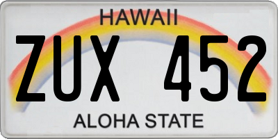 HI license plate ZUX452