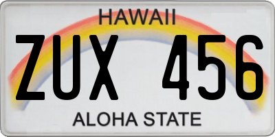 HI license plate ZUX456