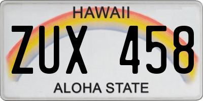 HI license plate ZUX458