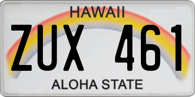 HI license plate ZUX461