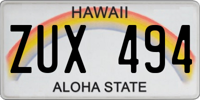 HI license plate ZUX494