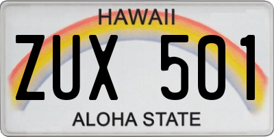 HI license plate ZUX501