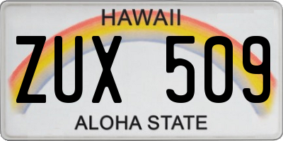HI license plate ZUX509