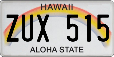 HI license plate ZUX515