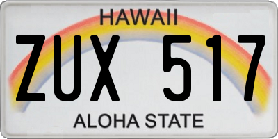 HI license plate ZUX517