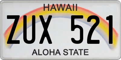 HI license plate ZUX521