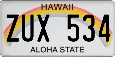 HI license plate ZUX534