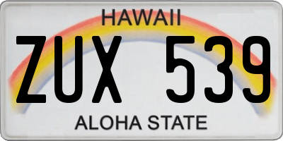 HI license plate ZUX539