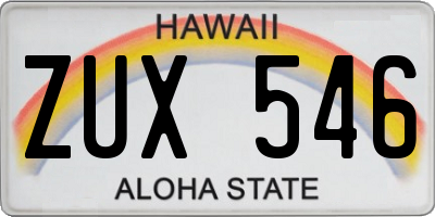 HI license plate ZUX546