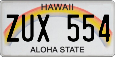 HI license plate ZUX554