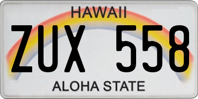 HI license plate ZUX558