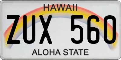 HI license plate ZUX560