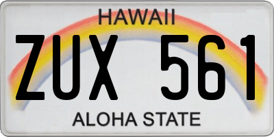 HI license plate ZUX561