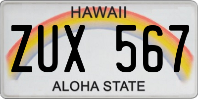 HI license plate ZUX567
