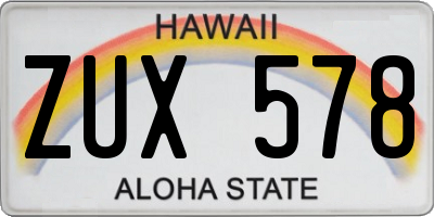 HI license plate ZUX578