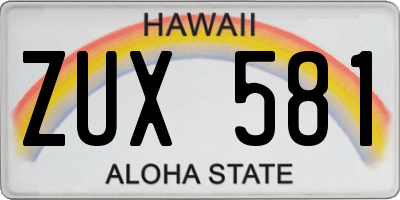 HI license plate ZUX581