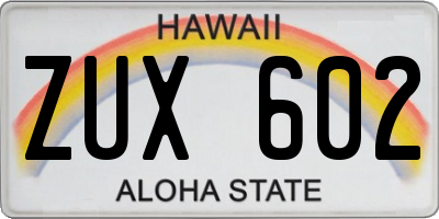 HI license plate ZUX602
