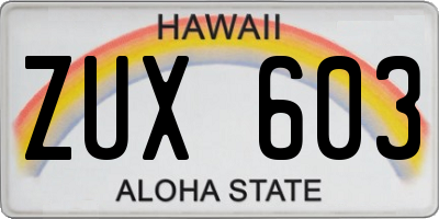 HI license plate ZUX603