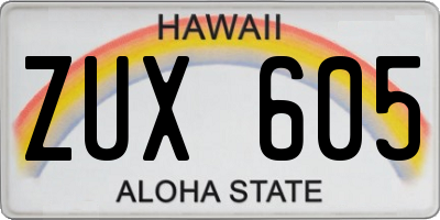 HI license plate ZUX605