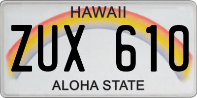 HI license plate ZUX610