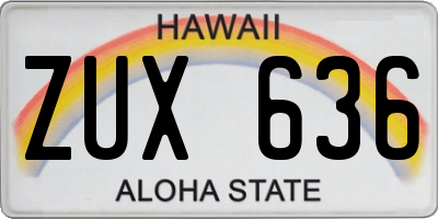 HI license plate ZUX636