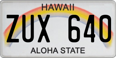 HI license plate ZUX640