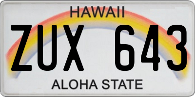 HI license plate ZUX643