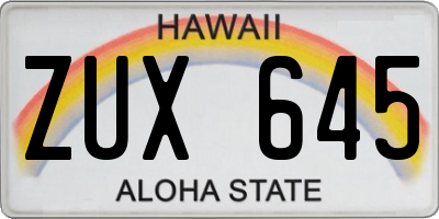 HI license plate ZUX645