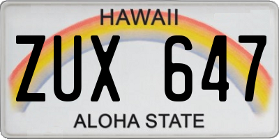HI license plate ZUX647