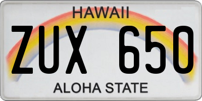 HI license plate ZUX650