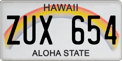 HI license plate ZUX654