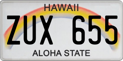 HI license plate ZUX655