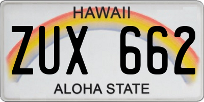 HI license plate ZUX662