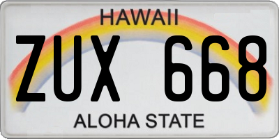 HI license plate ZUX668
