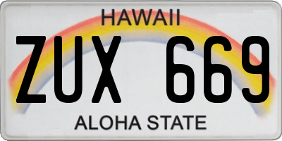 HI license plate ZUX669