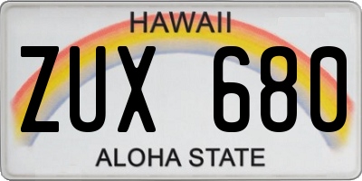 HI license plate ZUX680