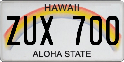 HI license plate ZUX700