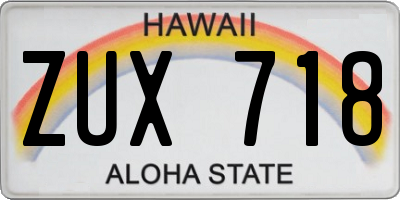 HI license plate ZUX718