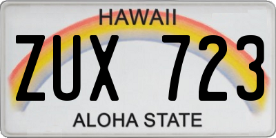 HI license plate ZUX723