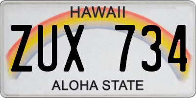 HI license plate ZUX734