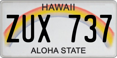 HI license plate ZUX737
