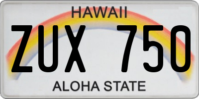 HI license plate ZUX750