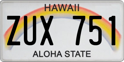 HI license plate ZUX751