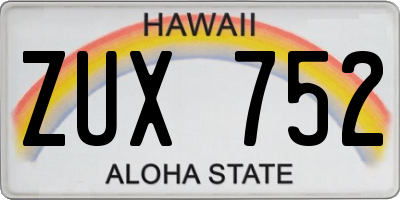HI license plate ZUX752